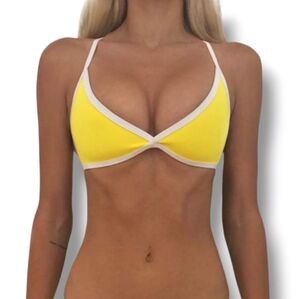 NWOT 🌹Hoaka Swimwear Women's Bali Lemon Bikini Top Yellow